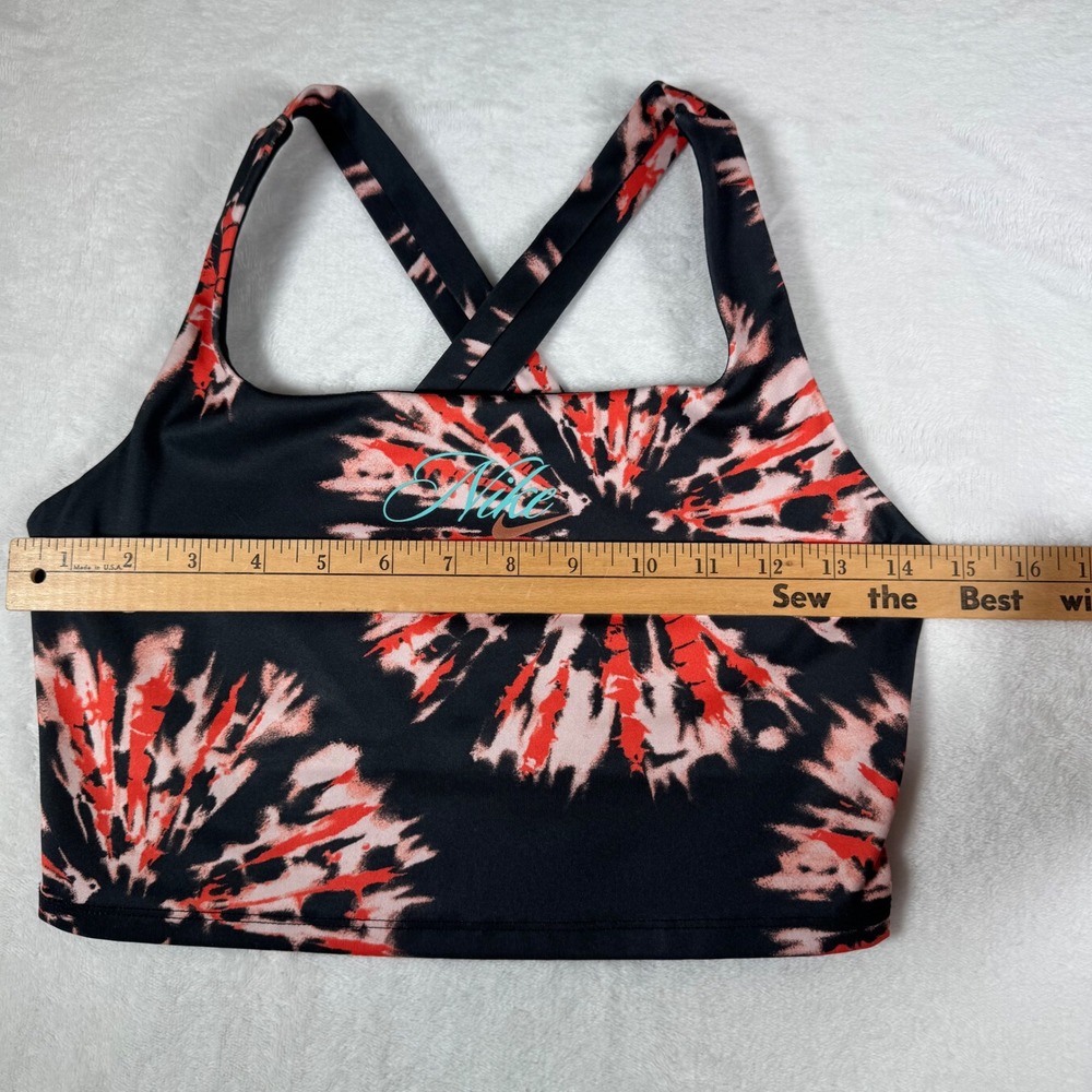 Nike Dri Fit Tie Dye Sports Bra Crop‎ Top Black Red Size M - Picture 7 of 8
